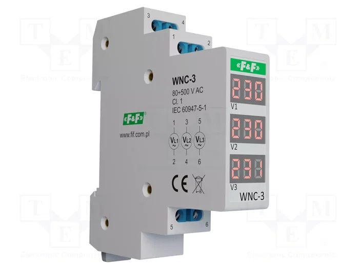 F&F Voltímetro Digital para Raíl DIN 80-500V F&F Voltímetro Digital para Raíl DIN 80-500V
