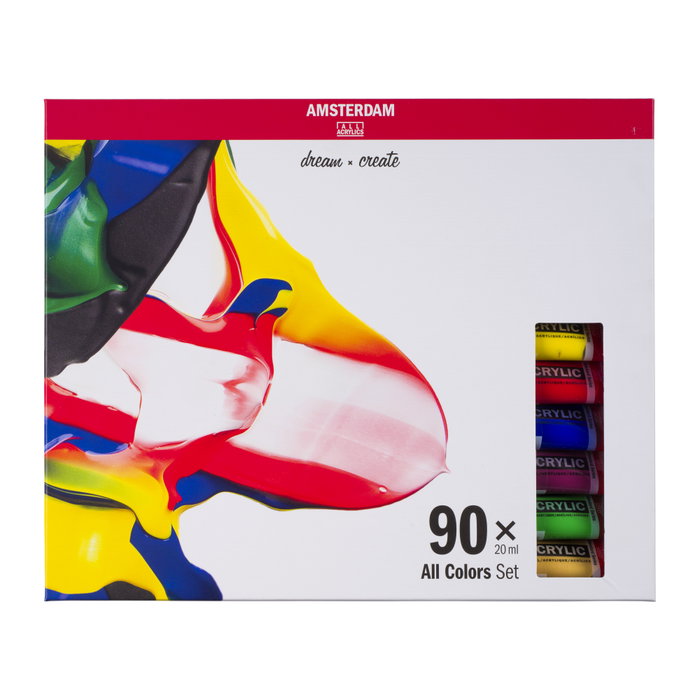 Amsterdam Amsterdam Standard Series set de pinturas acrílicas con 90 tubos de 20 ml de todos los colores Amsterdam Amsterdam Standard Series set de pinturas acrílicas con 90 tubos de 20 ml de todos los colores