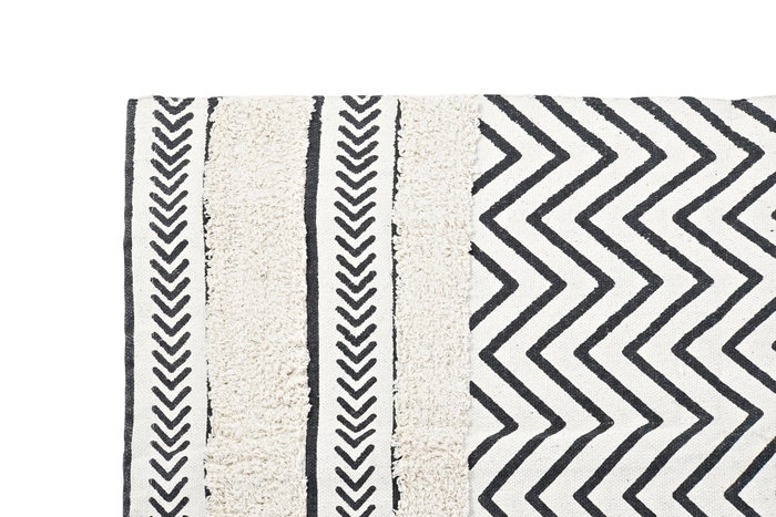 DKD Home Decor Alfombra Scandi Negro Blanco Zig Zag Algodon Polyester 226 x 160 x 0.7 cm DKD Home Decor Alfombra Scandi Negro Blanco Zig Zag Algodon Polyester 226 x 160 x 0.7 cm
