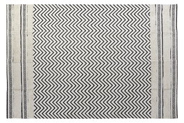 DKD Home Decor Alfombra Scandi Negro Blanco Zig Zag Algodon Polyester 226 x 160 x 0.7 cm