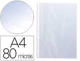 Q-connect Funda Multitaladro Cristal Din A4 80 mc - Caja de 100 Unidades