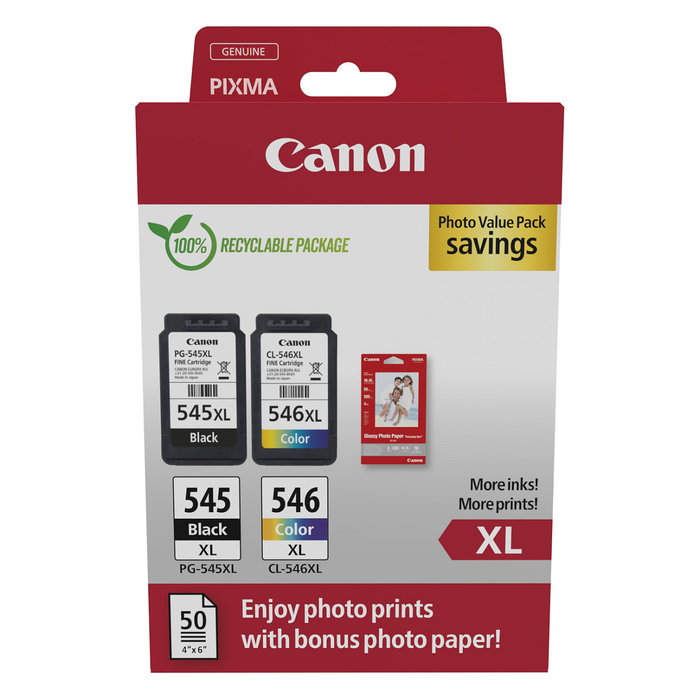 Canon PG-545XL + CL-546XL Photo Value Pack con Papel Fotográfico Canon PG-545XL + CL-546XL Photo Value Pack con Papel Fotográfico