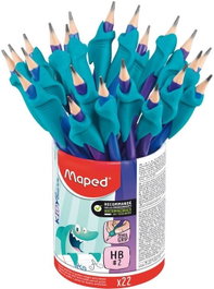 MAPED Lápices de grafito HB con goma y adaptador ergonómico, bote de 22 unidades