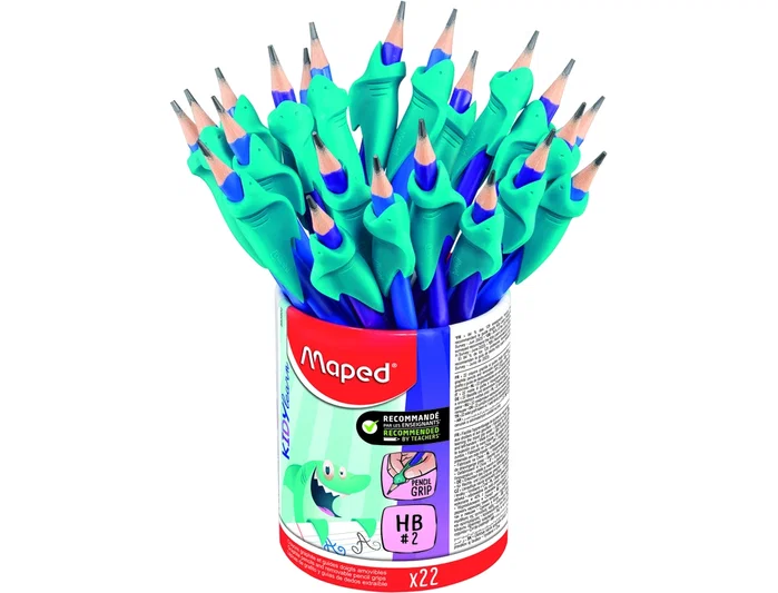 MAPED Lápices de grafito HB con goma y adaptador ergonómico, bote de 22 unidades MAPED Lápices de grafito HB con goma y adaptador ergonómico, bote de 22 unidades