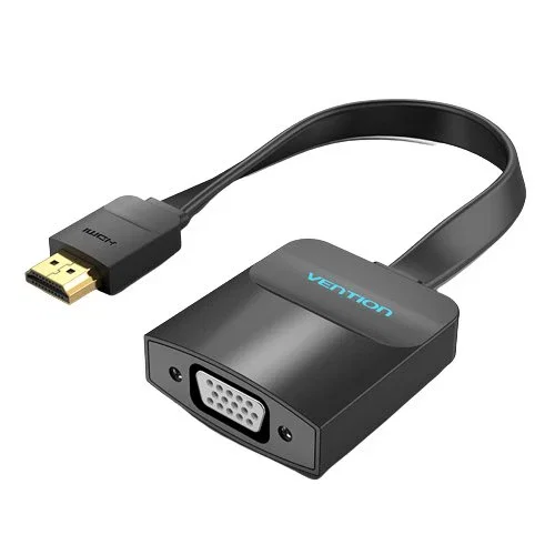 Vention 74345 Adaptador de Cable HDMI Macho a VGA Hembra y Jack 3.5 Hembra, 15 cm, Full HD 1080p@60Hz, Negro