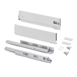 Emuca Cajón exterior Vertex con regulación 3D de altura 131mm, 40kg, profundidad 350mm, Acero, Pintado blanco