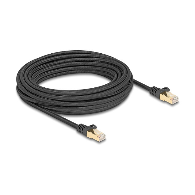 DeLOCK Cable de red RJ45 Cat.6A S/FTP con cubierta trenzada 10 m Negro