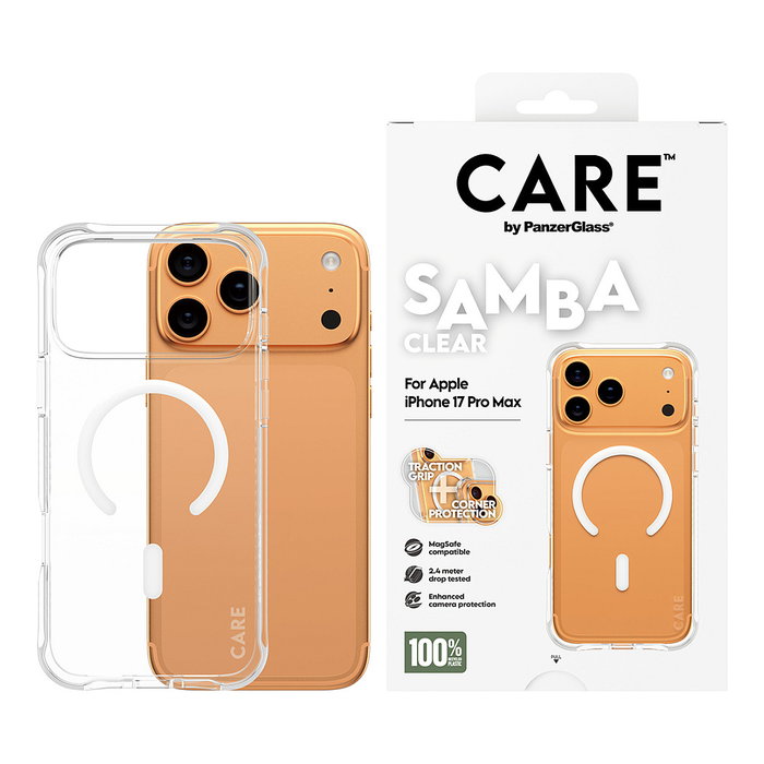 PanzerGlass CARE Samba Funda Transparente con MagSafe para Apple iPhone 17 Pro Max PanzerGlass CARE Samba Funda Transparente con MagSafe para Apple iPhone 17 Pro Max
