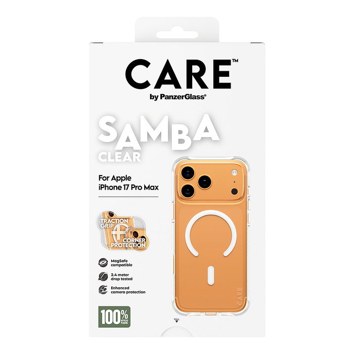PanzerGlass CARE Samba Funda Transparente con MagSafe para Apple iPhone 17 Pro Max PanzerGlass CARE Samba Funda Transparente con MagSafe para Apple iPhone 17 Pro Max