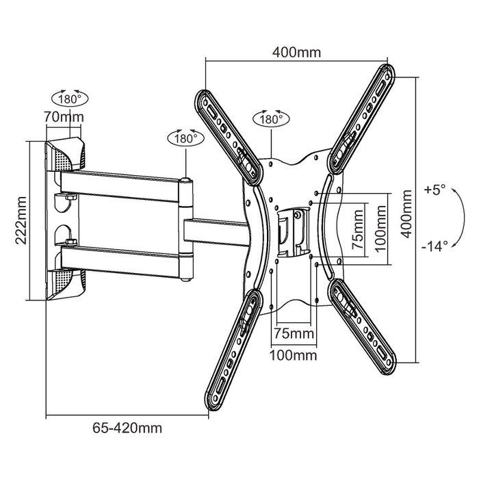 Equip Soporte de pared articulado para TV 13-55 pulgadas Negro Equip Soporte de pared articulado para TV 13-55 pulgadas Negro