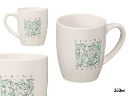 VESSIA Taza Porcelana Living Nature 350ml Blanco-Verde