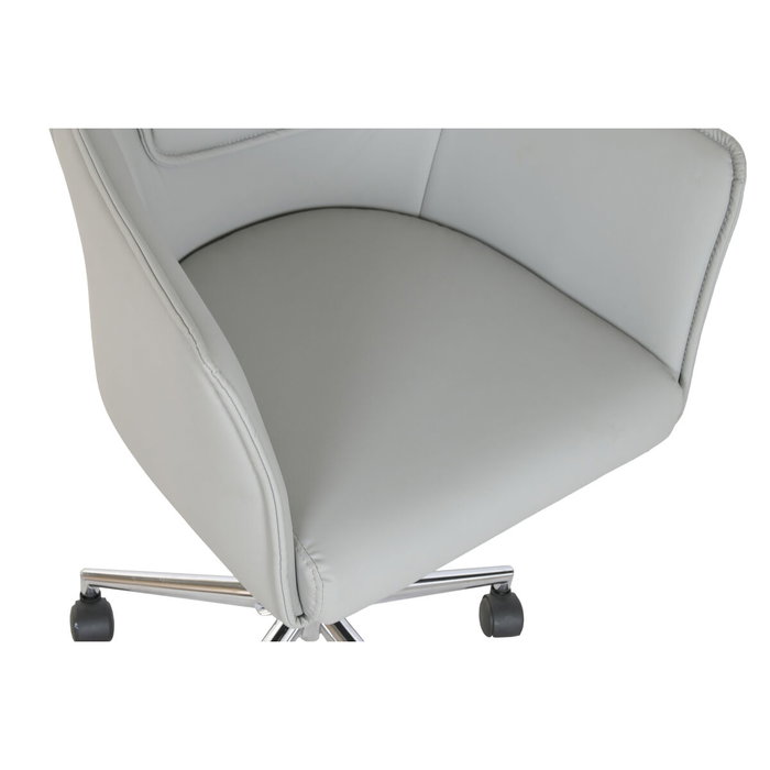 DKD Home Decor Silla de Oficina PU y Metal Gris con Ruedas