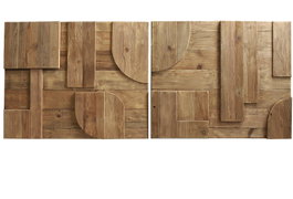 DKD Home Decor Decoración de pared de madera reciclada, pack de 2 unidades