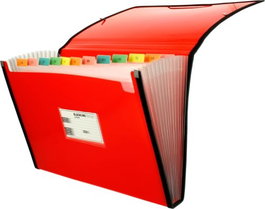 GRAFOPLAS Carpeta fuelle roja de polipropileno con 13 departamentos y ribete