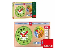Goula Juego Didáctico Reloj Calendario Castellano para Aprender Días, Horas y Minutos. Medidas 18x15x8cm.