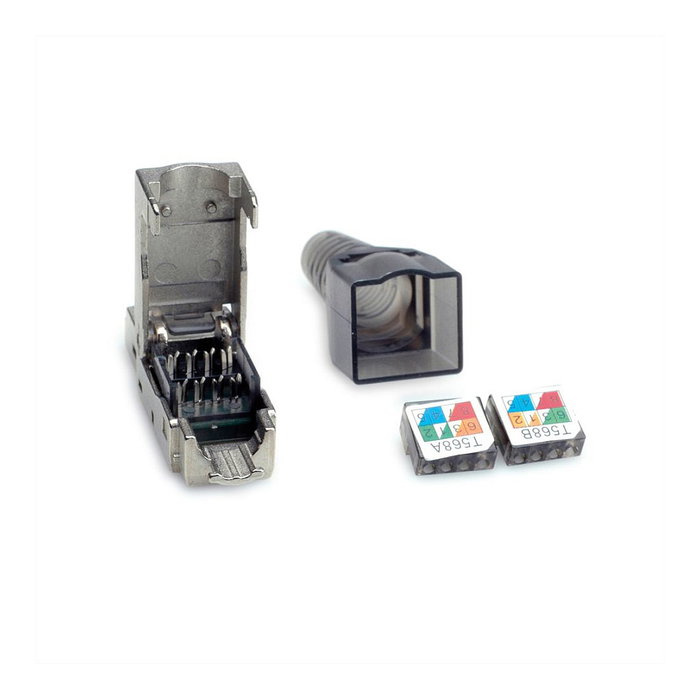 VALUE 26.99.0371 Conector RJ-45 Cat.6/6e (Class E, STP) de Zinc Chapado en Oro, Plata, Certificado RoHS, ISO/IEC11801