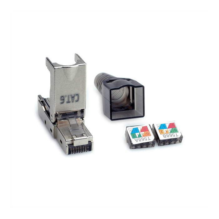 VALUE 26.99.0371 Conector RJ-45 Cat.6/6e (Class E, STP) de Zinc Chapado en Oro, Plata, Certificado RoHS, ISO/IEC11801