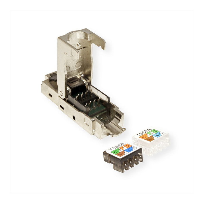 VALUE 26.99.0371 Conector RJ-45 Cat.6/6e (Class E, STP) de Zinc Chapado en Oro, Plata, Certificado RoHS, ISO/IEC11801