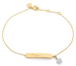 Secrecy Brazalete MAGIC Plata de Ley 925 con Baño de Oro 18K y Diamante, Dorado