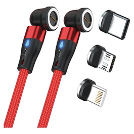 Realpower MagneticCharge2 Cable USB de 1 m, Rojo con Adaptadores