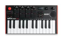 Akai MPK Miniplay Mk3 Teclado Controlador USB con Altavoz Integrado, 25 Miniteclas Sensibles a la Velocidad, Pads MPC Retroiluminados, Pantalla OLED y Arpegiador