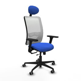 PIQUERAS Y CRESPO Silla de oficina Zulema con Mecanismo Sincro/Traslack, Azul y Blanco