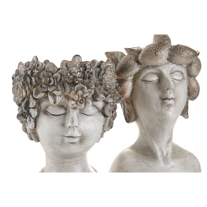 DKD Home Decor Set de 2 Maceteros de Resina Gris con Acabado Envejecido DKD Home Decor Set de 2 Maceteros de Resina Gris con Acabado Envejecido