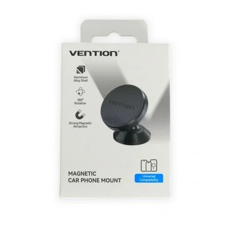 Vention Soporte Smartphone Coche KSLB0 Aleación Aluminio Silicona Montaje Salpicadero 360º