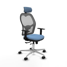 PIQUERAS Y CRESPO Silla de oficina Jorquera con mecanismo Sincro/Traslack Azul cielo y Gris