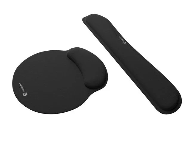 Natec Chipmunk 2-in-1 Pack de alfombrilla y reposamuñecas ergonómico acolchado Negro