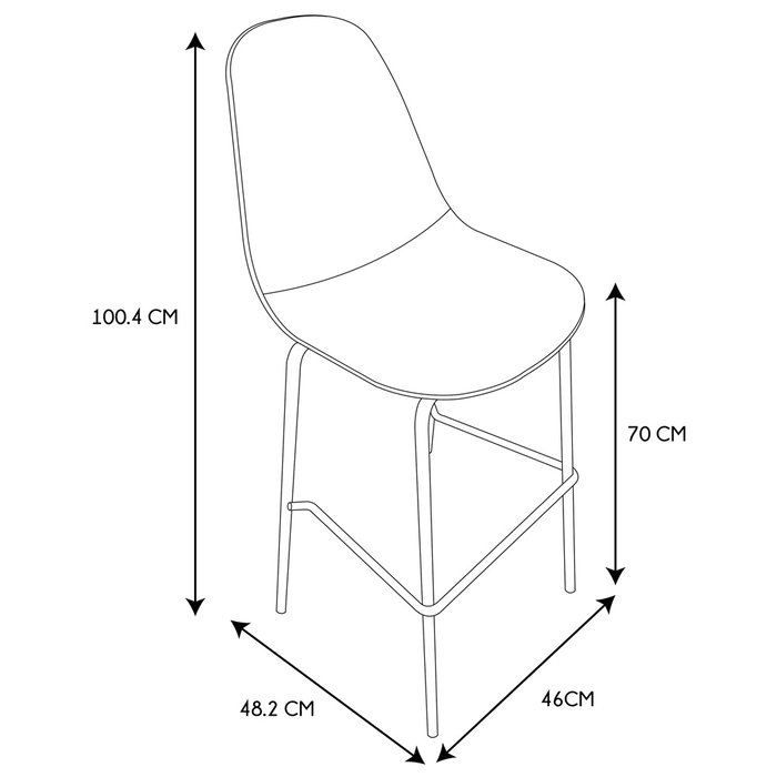 Home Deco Factory Taburete Bar Negro Giulia Colección Lounge Terciopelo Madera Contrachapada Metal 46x48.2 cm H.100.4 cm Altura Asiento 70 cm