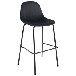 Home Deco Factory Taburete Bar Negro Giulia Colección Lounge Terciopelo Madera Contrachapada Metal 46x48.2 cm H.100.4 cm Altura Asiento 70 cm