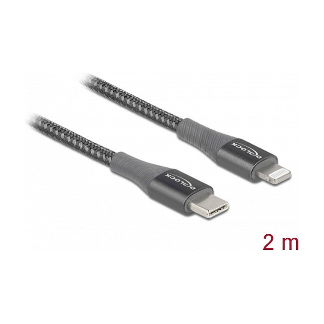 DeLOCK Cable de datos y carga USB Type-C a Lightning 2 m Gris MFi
