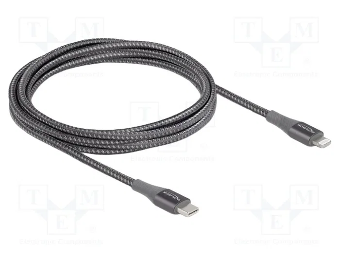 DeLOCK Cable de datos y carga USB Type-C™ a Lightning™ 2 m, Gris, MFi DeLOCK Cable de datos y carga USB Type-C™ a Lightning™ 2 m, Gris, MFi