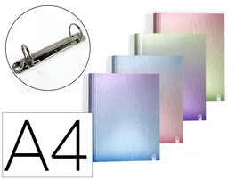 Carchivo Carpeta 4 Anillas 25 mm DIN A4 Cartón Forrado Metalizado Gradient