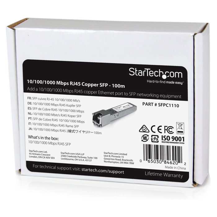 StarTech.com Módulo Transceptor SFP compatible con Cisco SFP-GE-T, 1000BASE-T, SFP a RJ45
