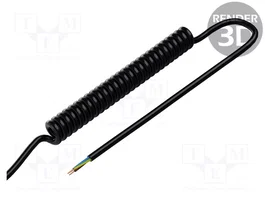 HELU Cable Espiral H07BQ-F 3G1,5mm2 Negro