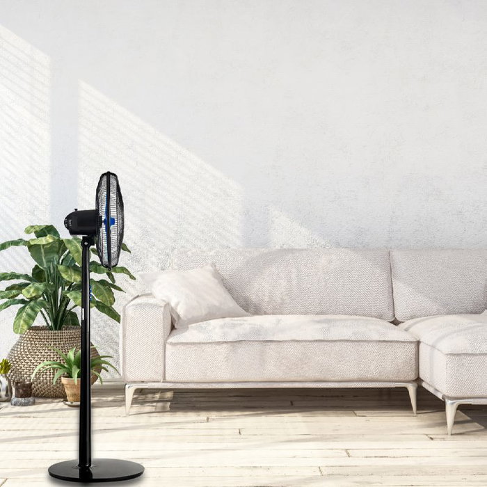 BLAUPUNKT Ventilador de Pie, Base Redonda, 5 Aspas, 45W de Potencia, Modelo Referencia PIE-BASE-REDONDA-5-ASPAS-45W