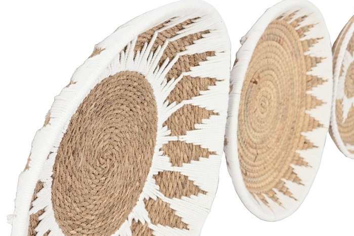DKD Home Decor Set de 3 Decoraciones de Pared de Seagrass y Algodón