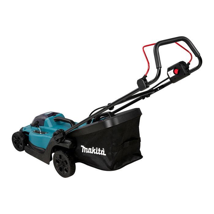 Makita DLM330RM Cortacésped manual a batería 18V, ancho corte 33 cm para 450 m2, altura 2-8 cm, bolsa 30L