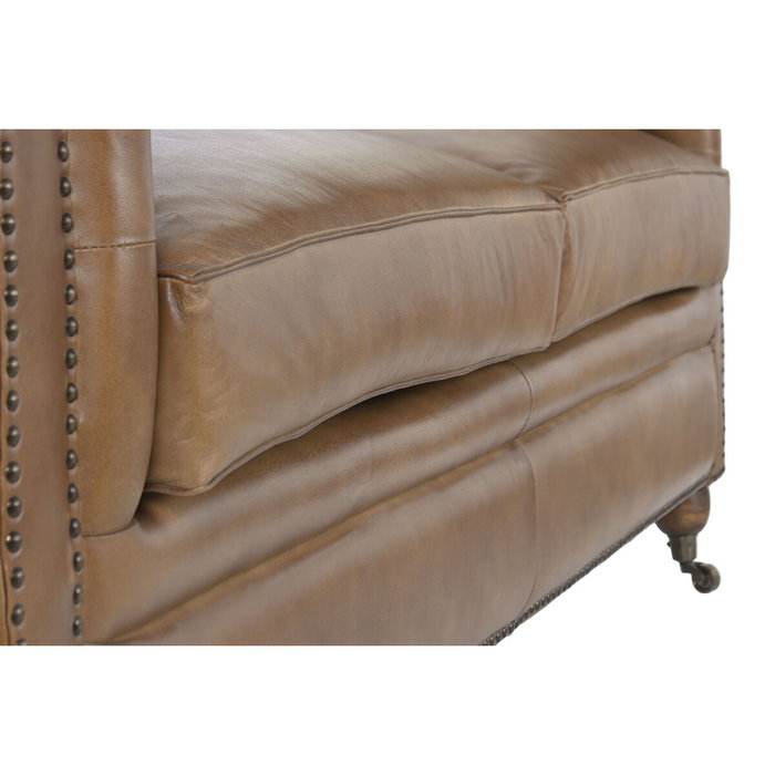 DKD Home Decor Sofá Chester 3 Plazas en Piel Camel