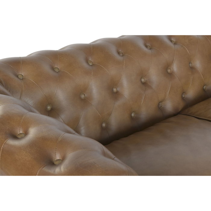 DKD Home Decor Sofá Chester 3 Plazas en Piel Camel