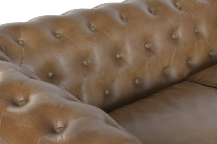 DKD Home Decor Sofá Chester 3 Plazas en Piel Camel