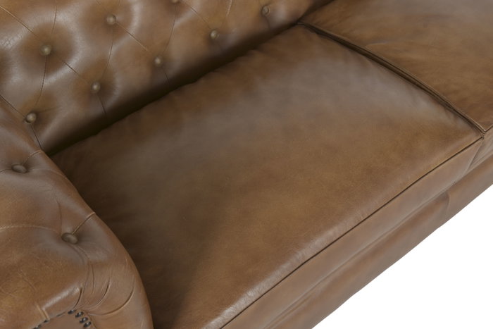 DKD Home Decor Sofá Chester 3 Plazas en Piel Camel