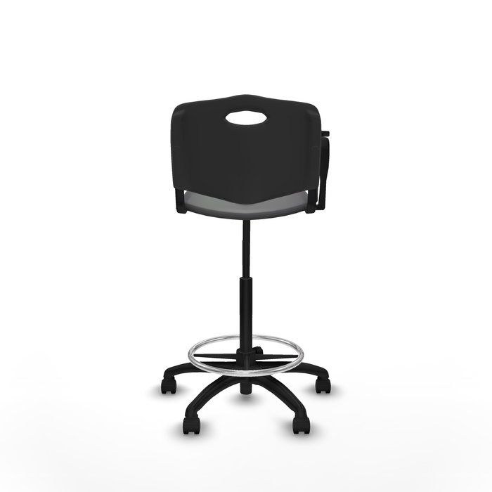 Taburete Robledo con mecanismo Giratorio de PVC color Negro. Equipado con Base poliamida negra, No aplica y Ruedas de nailon 50 mm