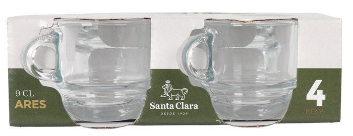 LAV Set de 4 Tazas de Café Ares Apilables, 9 cl (5.5 x 5.5 x 8 cm) - Colección Ares (6 Cajas)