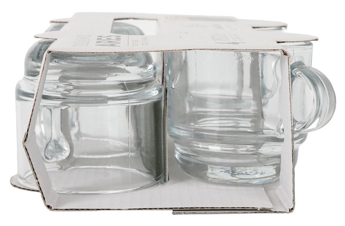 LAV Set de 4 Tazas de Café Ares Apilables, 9 cl (5.5 x 5.5 x 8 cm) - Colección Ares (6 Cajas)