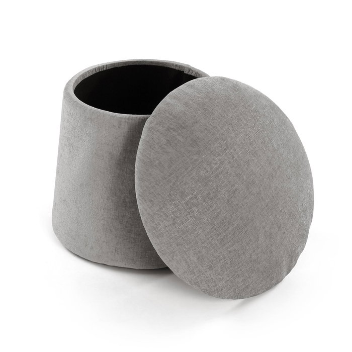 Versa Puff con almacenamiento gris 43x45 cm
