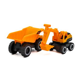 Tachan Camion Volquete + Excavadora Heroes De Ciudad 1:12 con Luz y Sonido