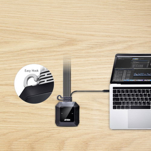 Aten CS52DP-AT Switch KVM USB-C DisplayPort 4K, 2 Puertos, Híbrido para Trabajo Eficaz
